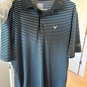 Callaway Men's Polo Shirt - Black and Blue Stripes